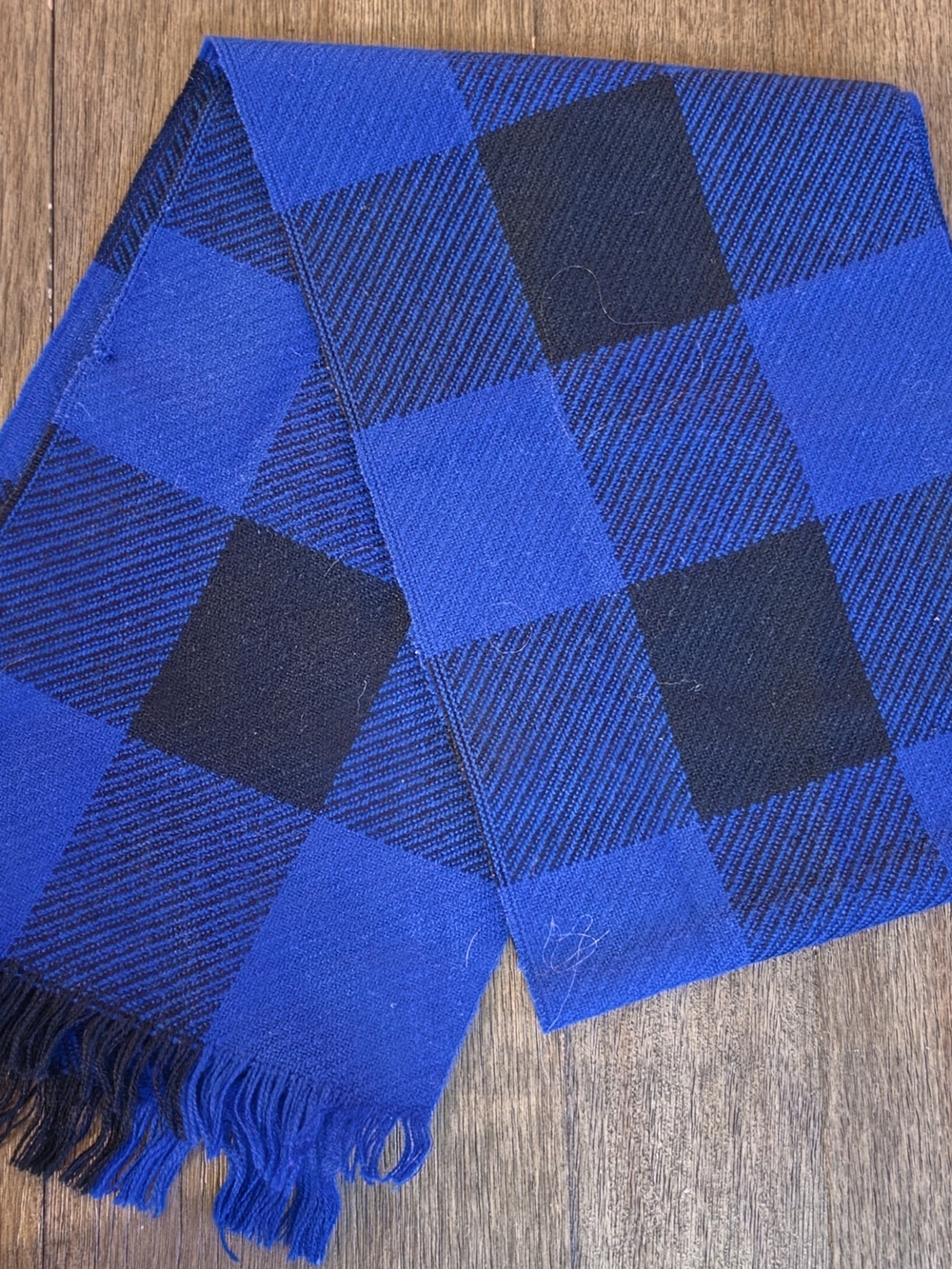 Blue and Black Checkered Scarf - Winter Accessory